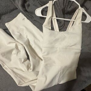 ALO Yoga Cream Jumpsuit and Pants Set